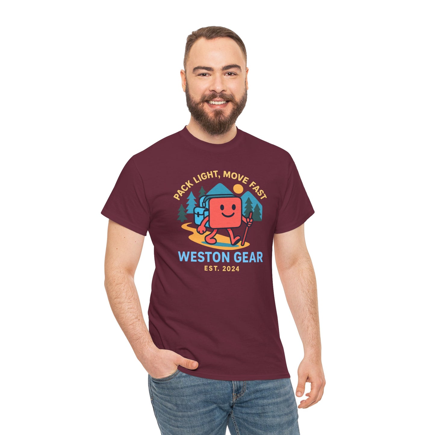 Weston Gear Boxy Hiking T-Shirt – Adventure Ready Unisex Heavy Cotton Tee | Outdoor Camping Graphic Shirt | Gift for Explorers