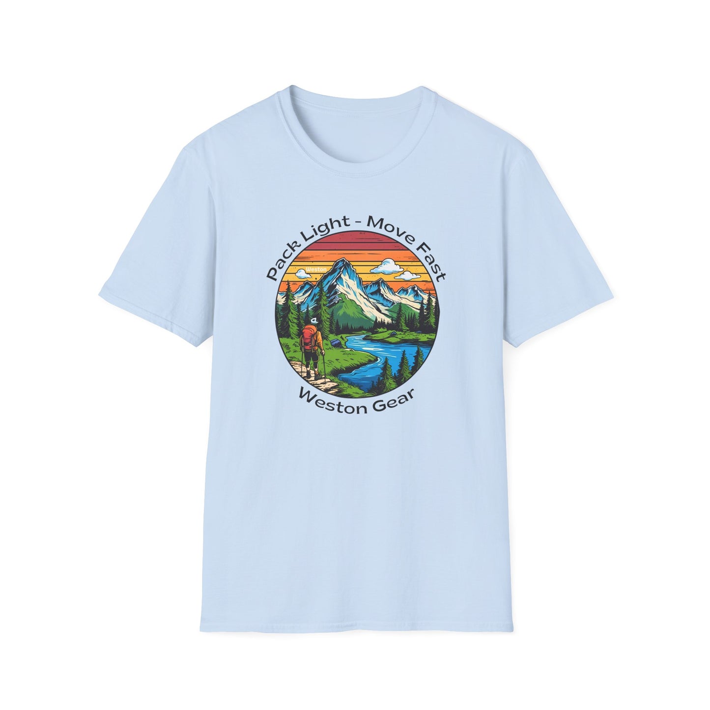 Pack light Move fast – Unisex Adventure T-Shirt for Hiking, Camping & Travel
