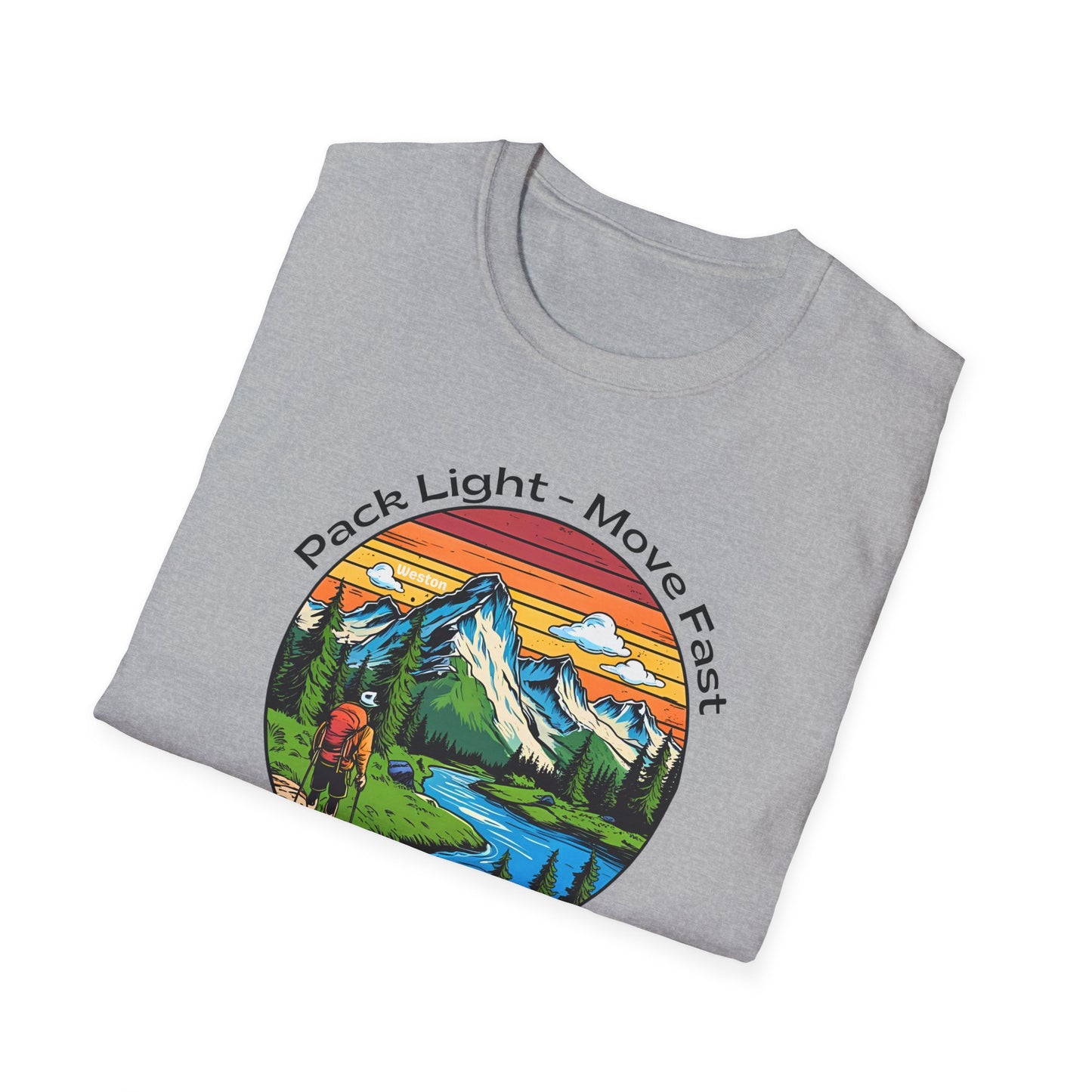 Pack light Move fast – Unisex Adventure T-Shirt for Hiking, Camping & Travel