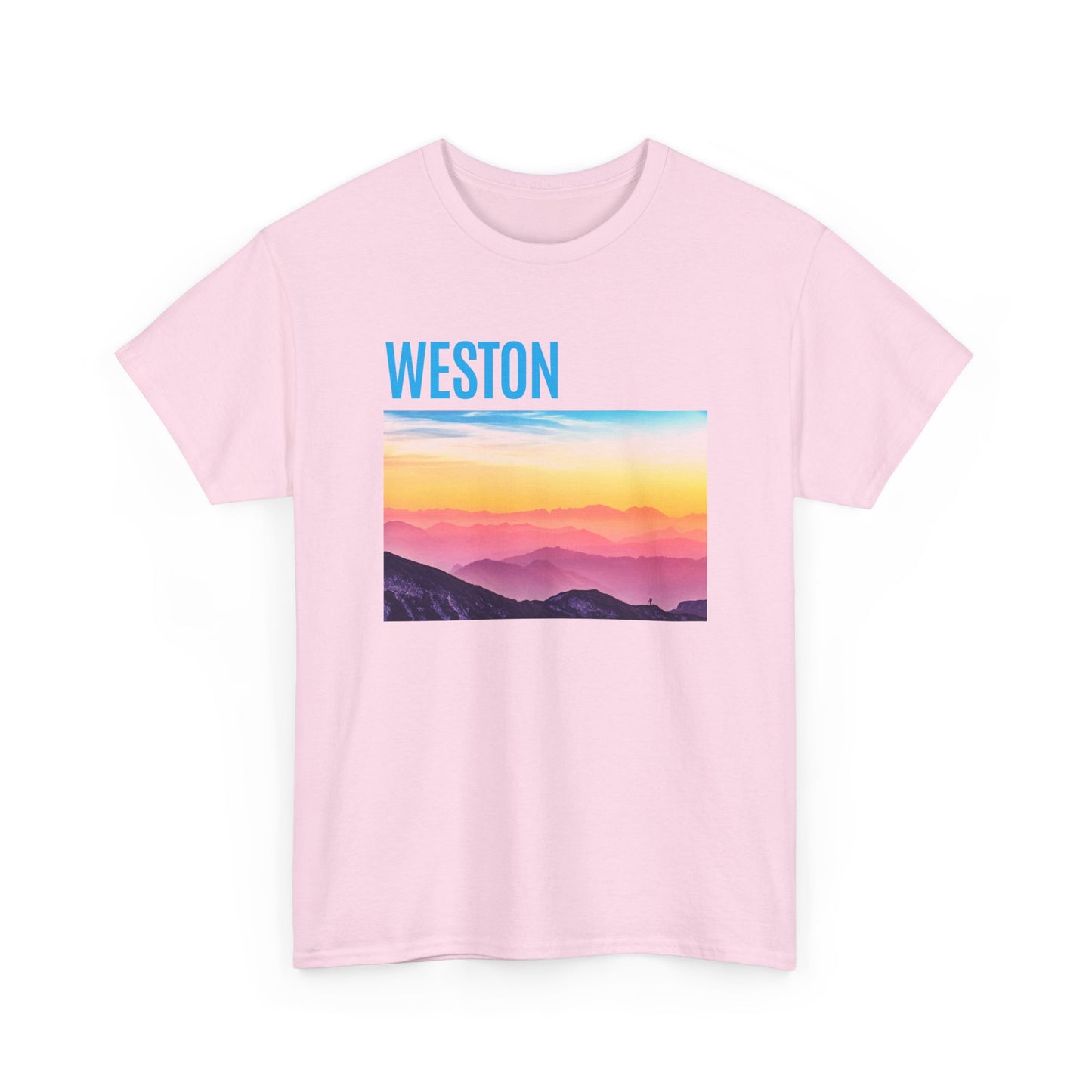 Weston Sunset Unisex Heavy Cotton Tee | Casual Wear, Graphic T-Shirt, Gift for Nature Lovers, Summer Vibes, Outdoor Adventure