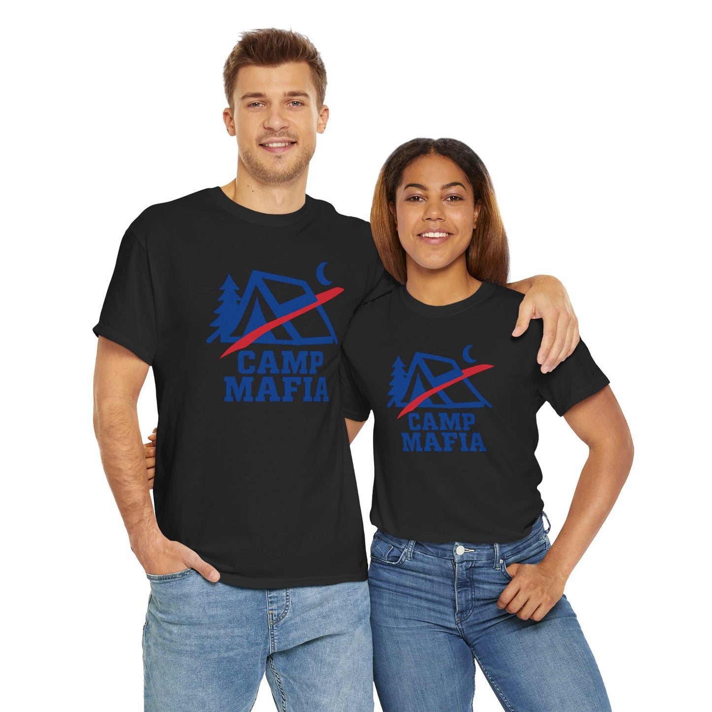 Camp Mafia T-Shirt – Buffalo Bills Inspired Camping Tee | Unisex Heavy Cotton Outdoor Shirt | Hiking Apparel & Gift for Nature Lovers