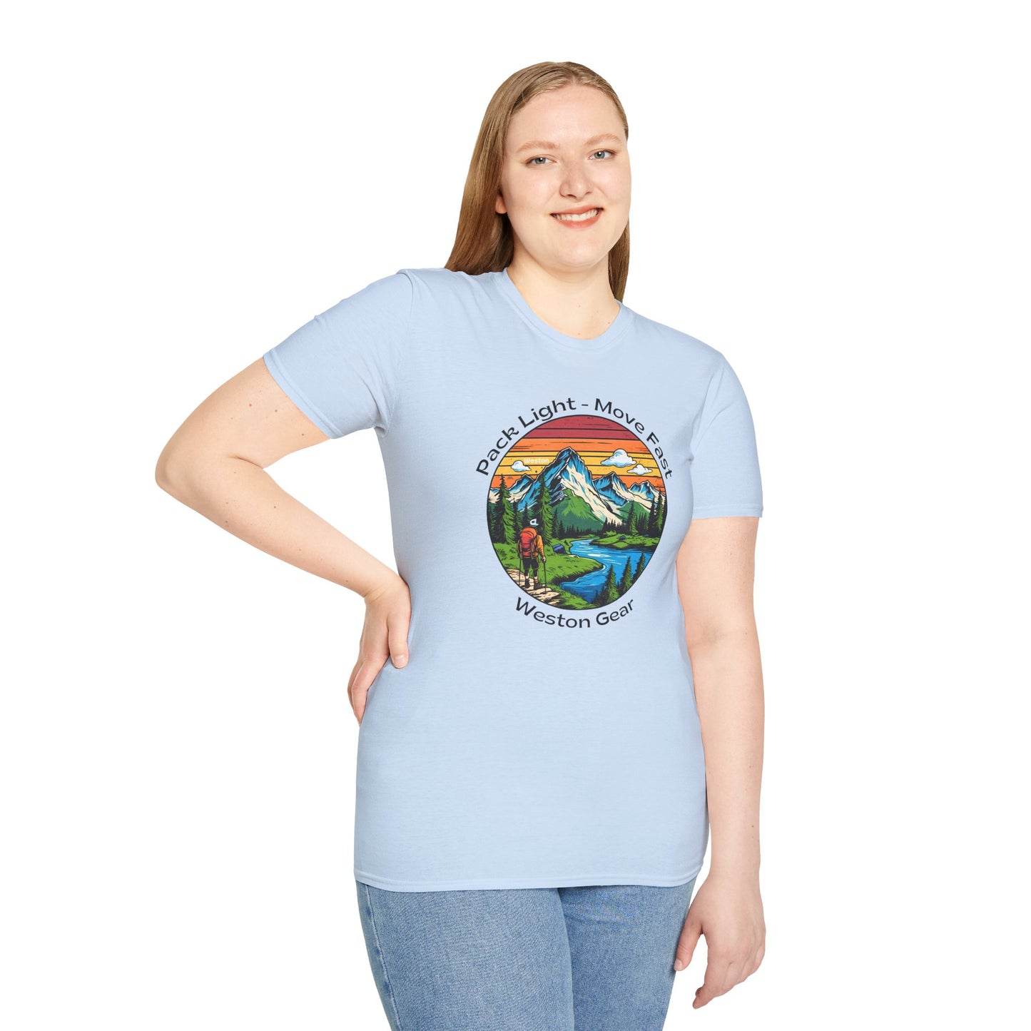 Pack light Move fast – Unisex Adventure T-Shirt for Hiking, Camping & Travel