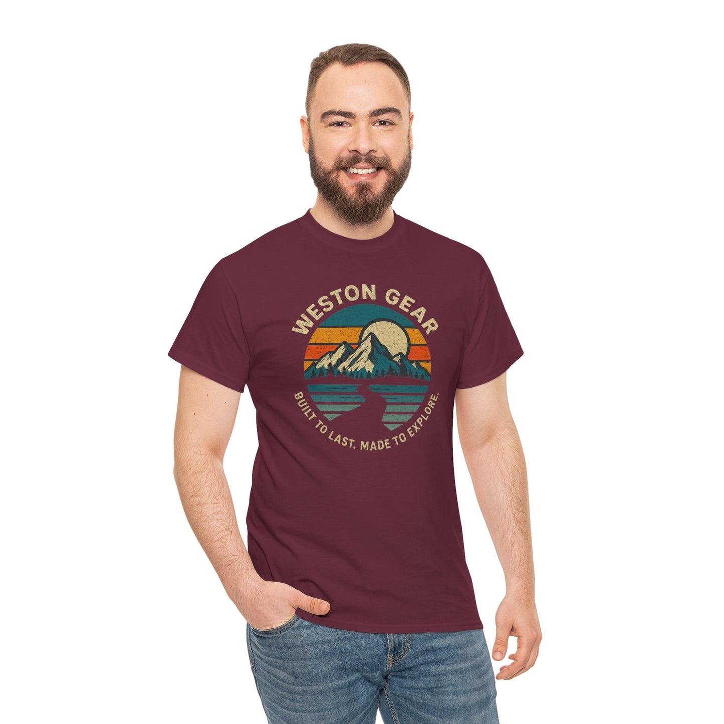 Mountain Sunset Graphic T-Shirt – Vintage Style Outdoor Tee, Hiking & Camping Apparel