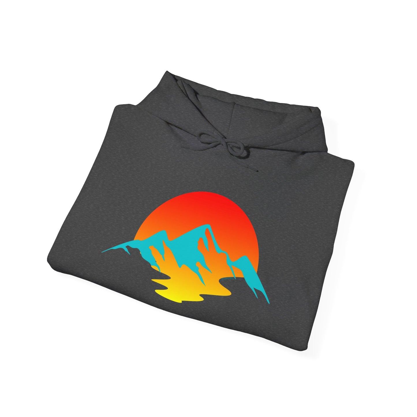 Melting Sunshine Hoodie, Bright Orange Yellow Blue Logo Sweatshirt, Unisex Pullover Jumper, Warm Winter Top, Cozy Hooded Sweater, Men Women