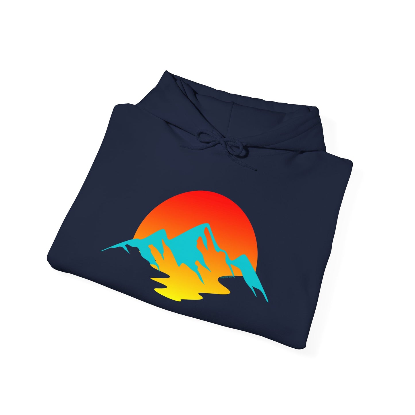 Melting Sunshine Hoodie, Bright Orange Yellow Blue Logo Sweatshirt, Unisex Pullover Jumper, Warm Winter Top, Cozy Hooded Sweater, Men Women
