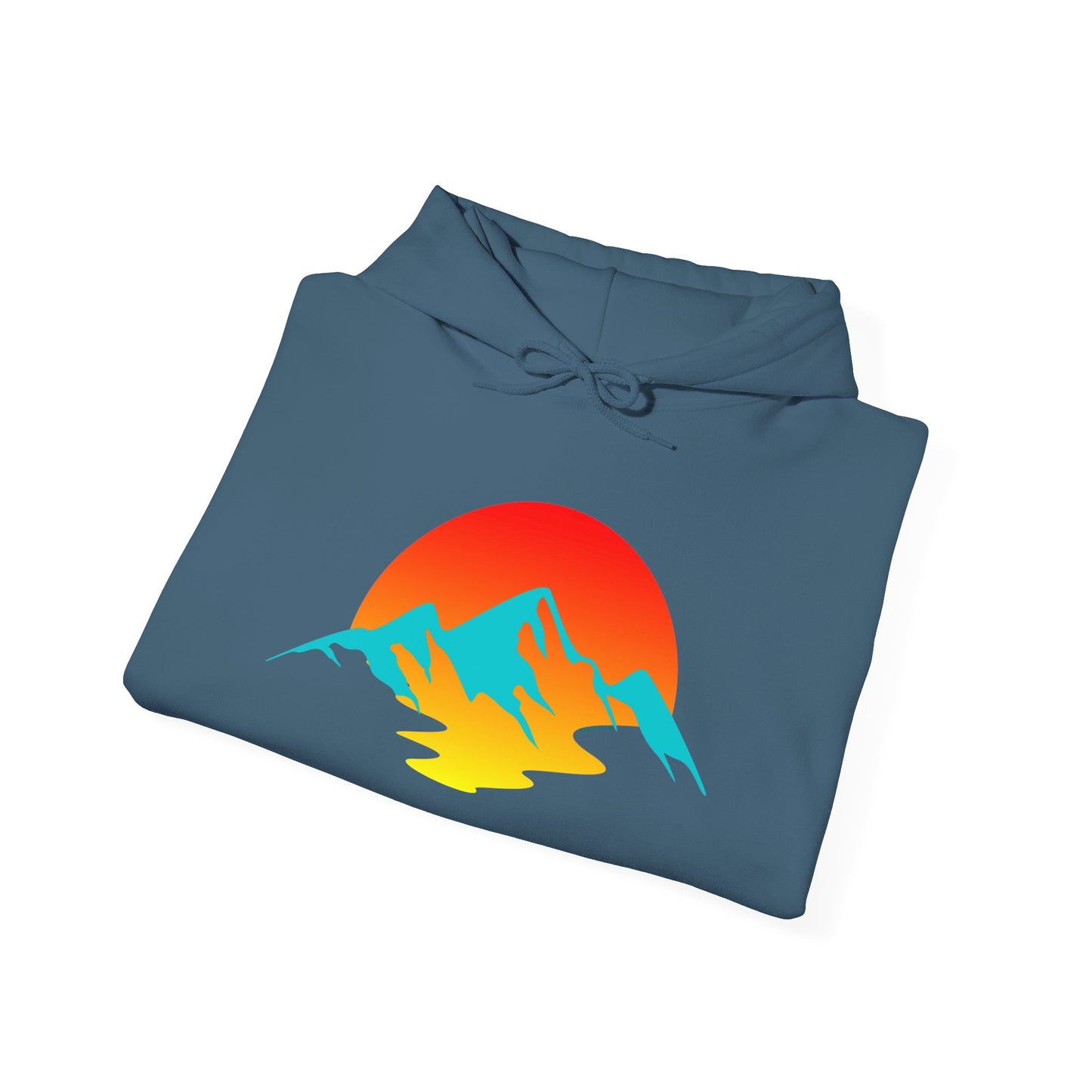 Melting Sunshine Hoodie, Bright Orange Yellow Blue Logo Sweatshirt, Unisex Pullover Jumper, Warm Winter Top, Cozy Hooded Sweater, Men Women