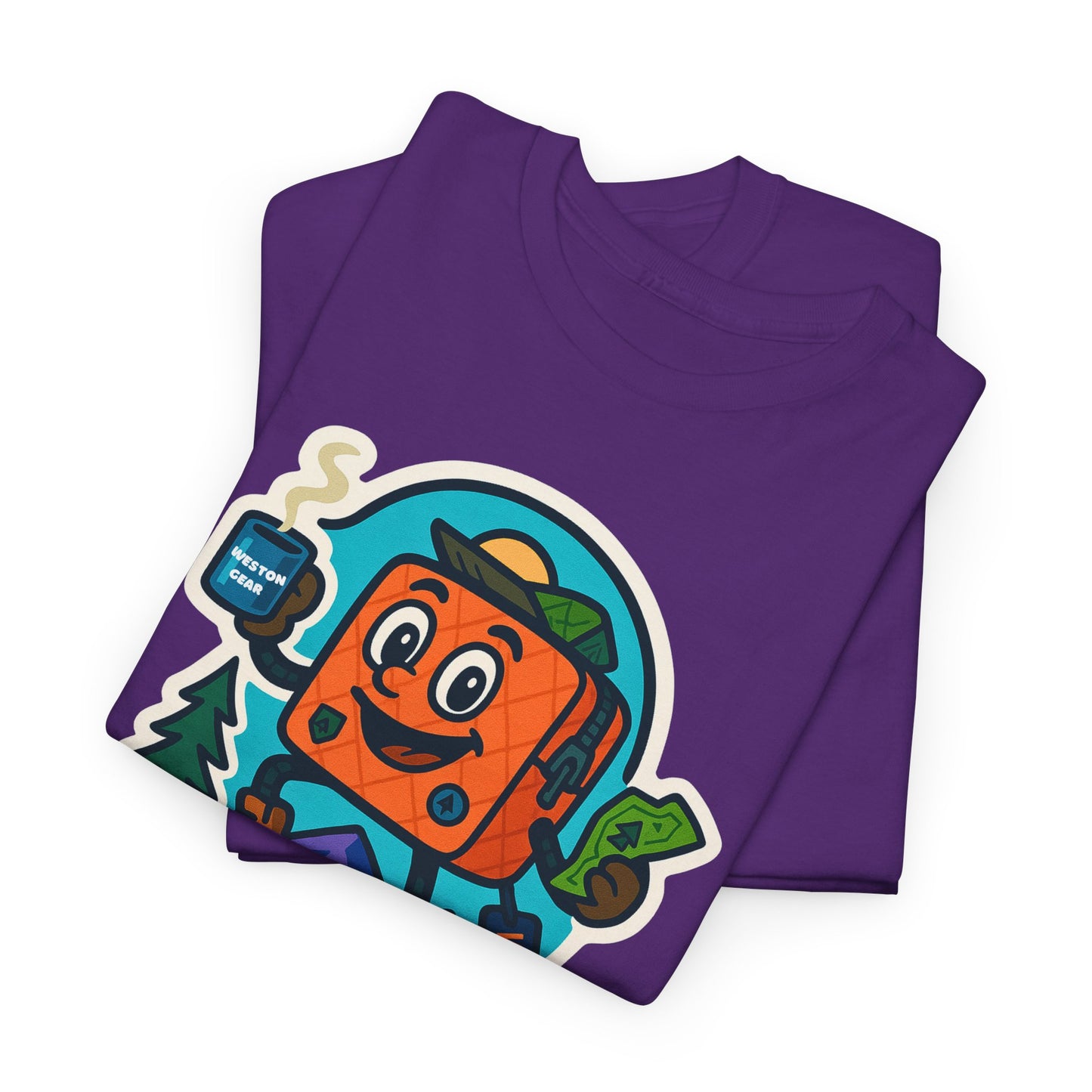 Weston Gear Tee Featuring Boxy and his Coffee, Outdoor Enthusiast Shirt, Hiking Apparel, Nature Lover Gift, Graphic Tee for Camping