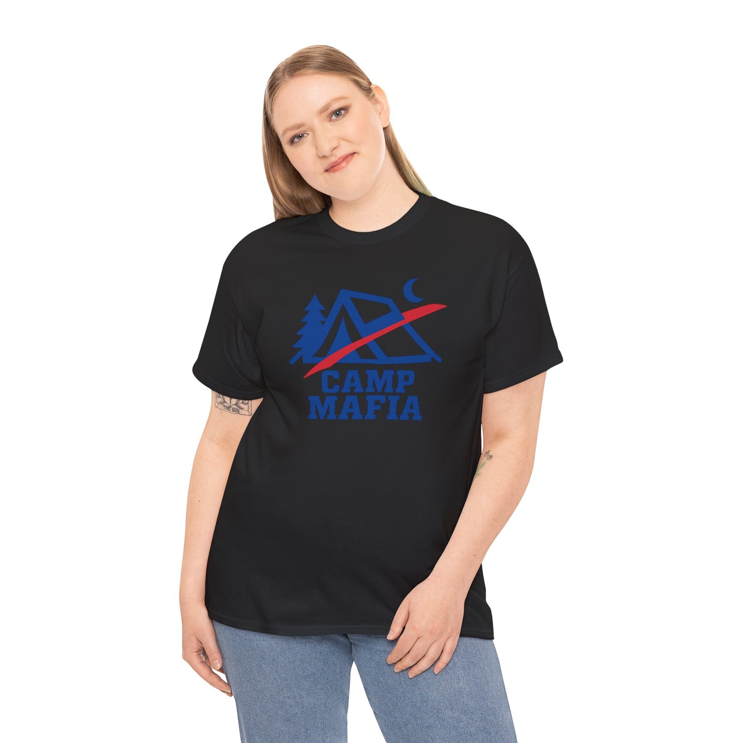 Camp Mafia T-Shirt – Buffalo Bills Inspired Camping Tee | Unisex Heavy Cotton Outdoor Shirt | Hiking Apparel & Gift for Nature Lovers