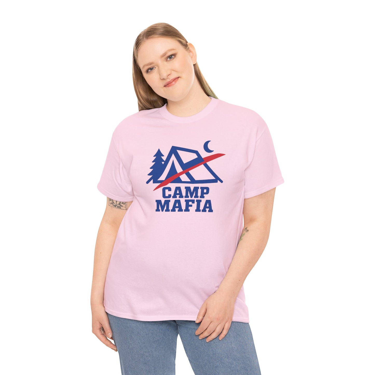 Camp Mafia T-Shirt – Buffalo Bills Inspired Camping Tee | Unisex Heavy Cotton Outdoor Shirt | Hiking Apparel & Gift for Nature Lovers