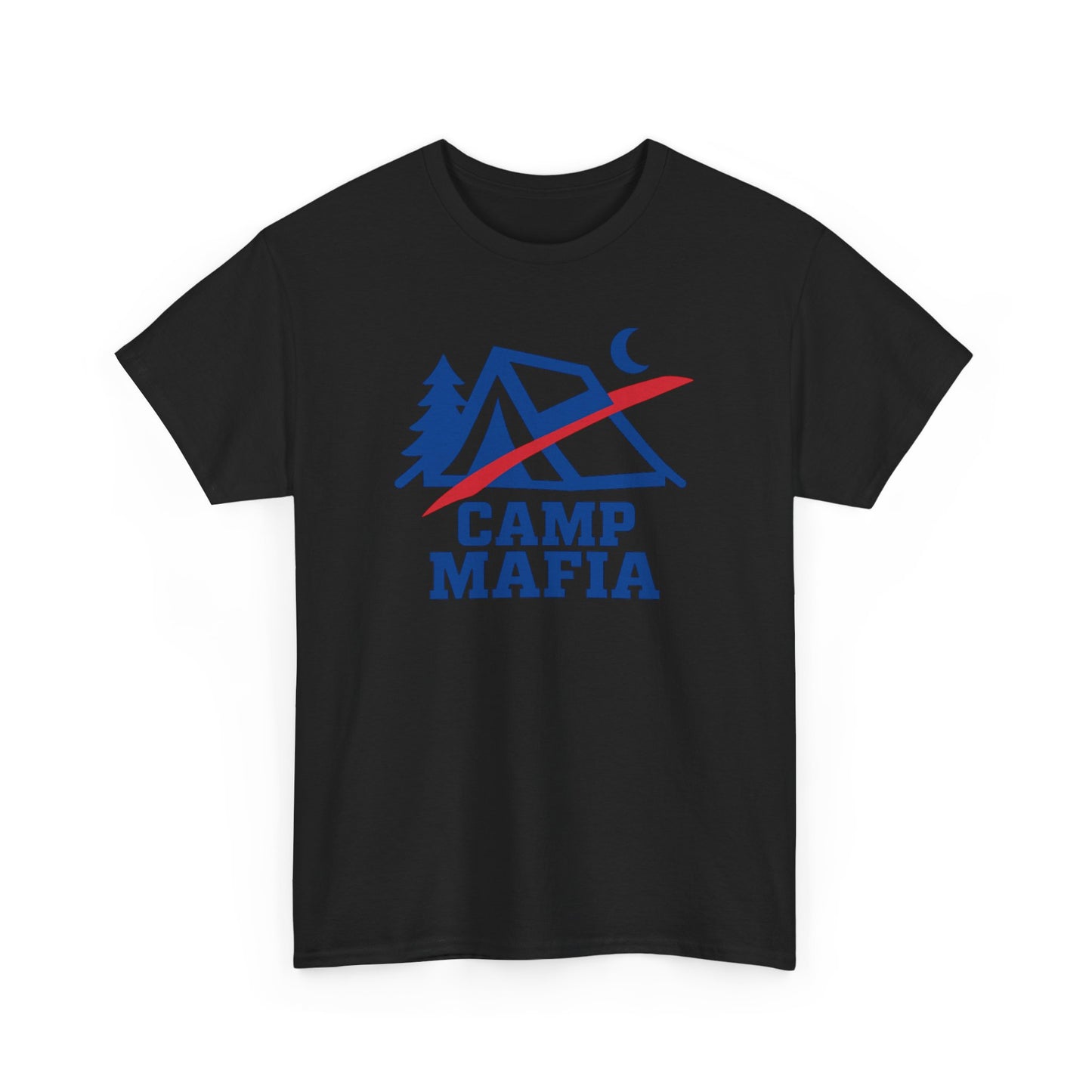 Camp Mafia T-Shirt – Buffalo Bills Inspired Camping Tee | Unisex Heavy Cotton Outdoor Shirt | Hiking Apparel & Gift for Nature Lovers