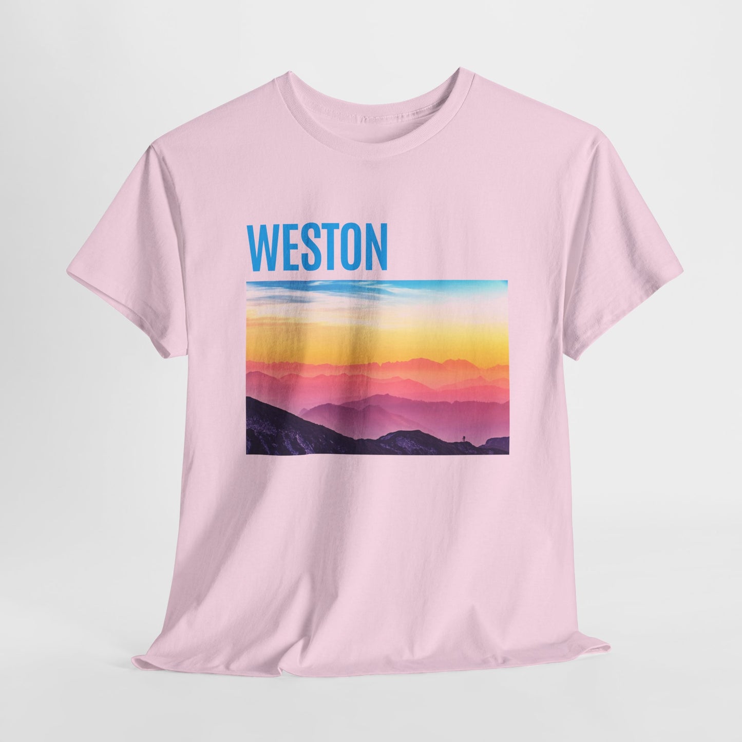 Weston Sunset Unisex Heavy Cotton Tee | Casual Wear, Graphic T-Shirt, Gift for Nature Lovers, Summer Vibes, Outdoor Adventure