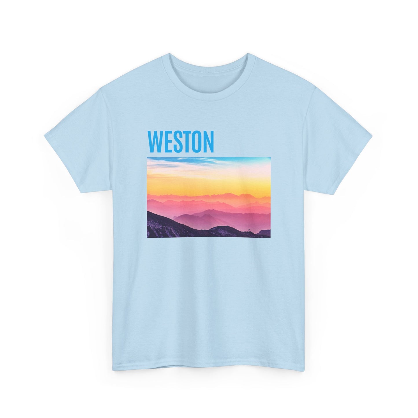Weston Sunset Unisex Heavy Cotton Tee | Casual Wear, Graphic T-Shirt, Gift for Nature Lovers, Summer Vibes, Outdoor Adventure