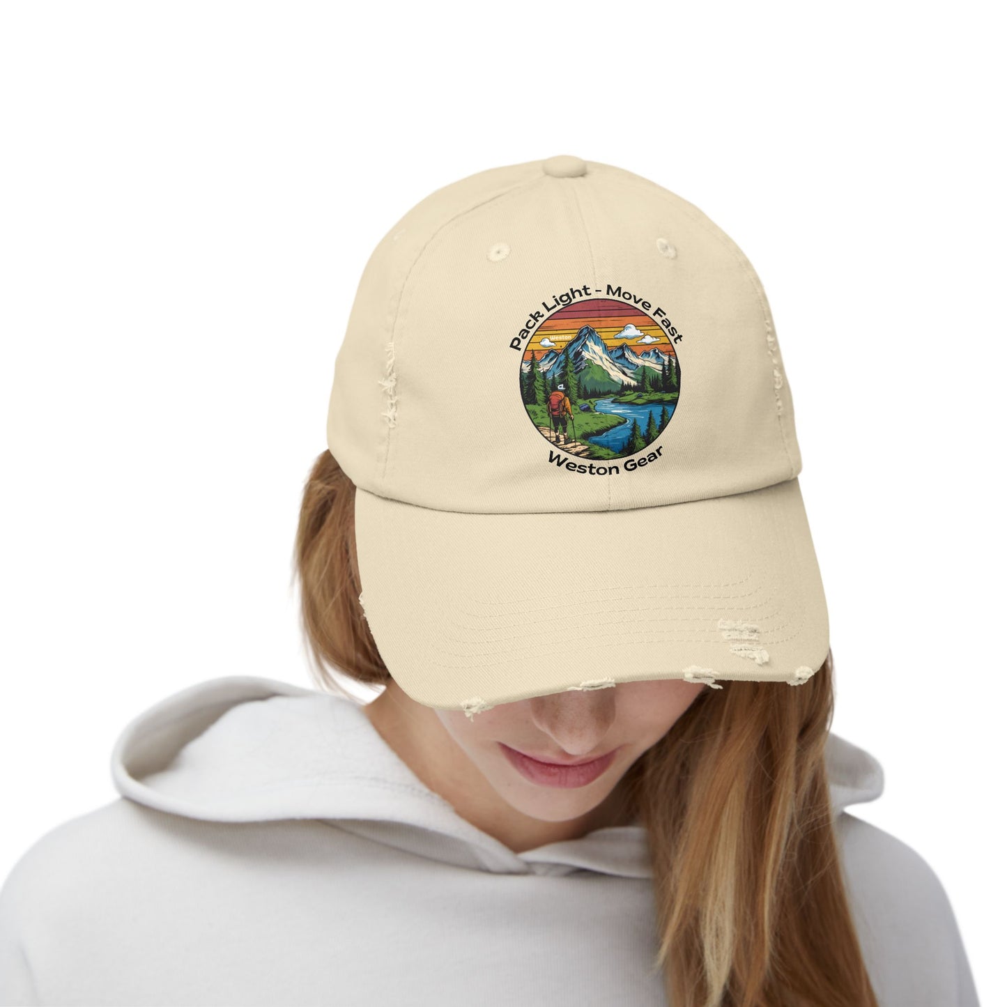Weston Gear Distressed Adventure Cap – Unisex Outdoor Hat for Nature Lovers, Hikers, and Everyday Explorers