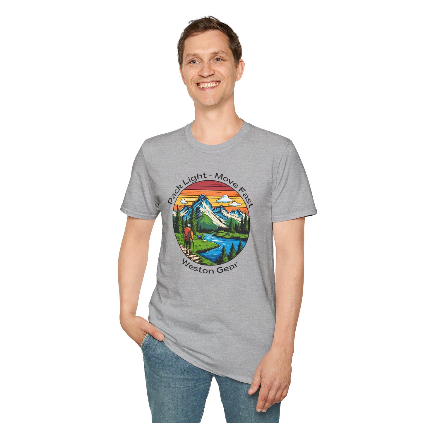 Pack light Move fast – Unisex Adventure T-Shirt for Hiking, Camping & Travel