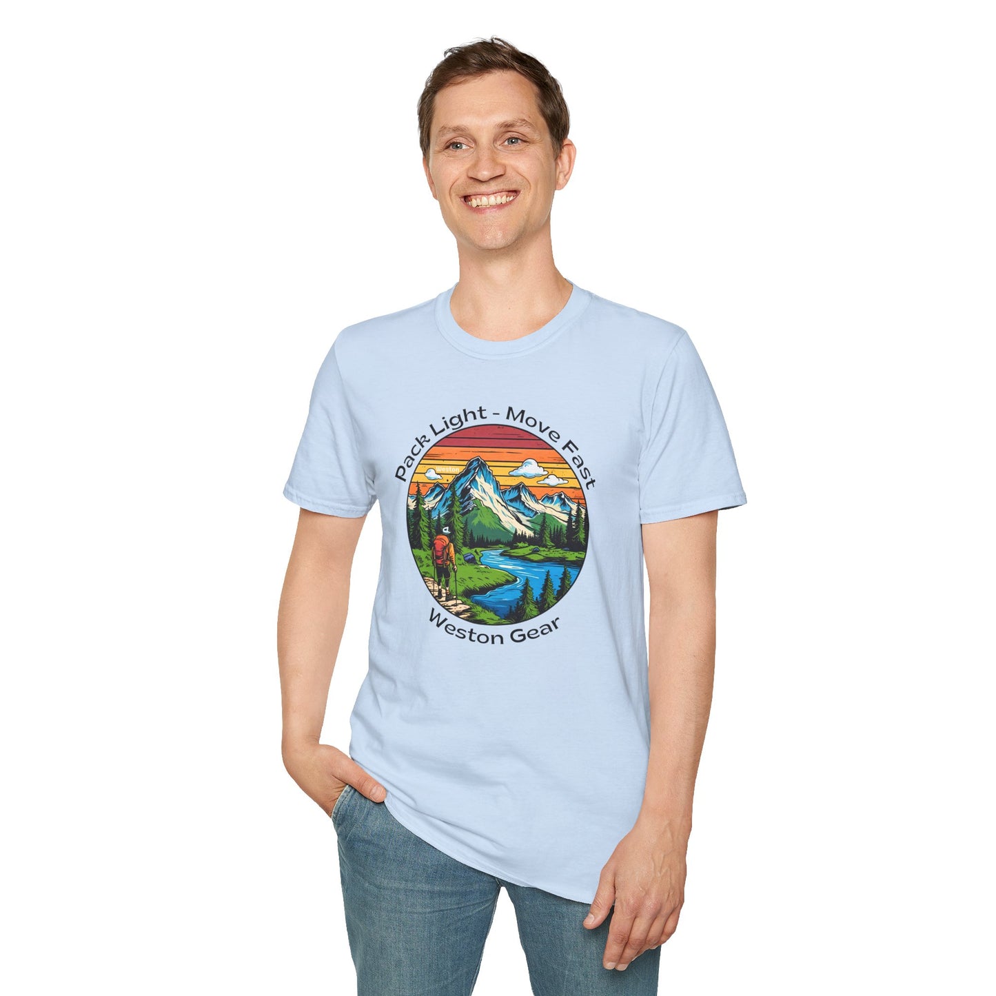 Pack light Move fast – Unisex Adventure T-Shirt for Hiking, Camping & Travel