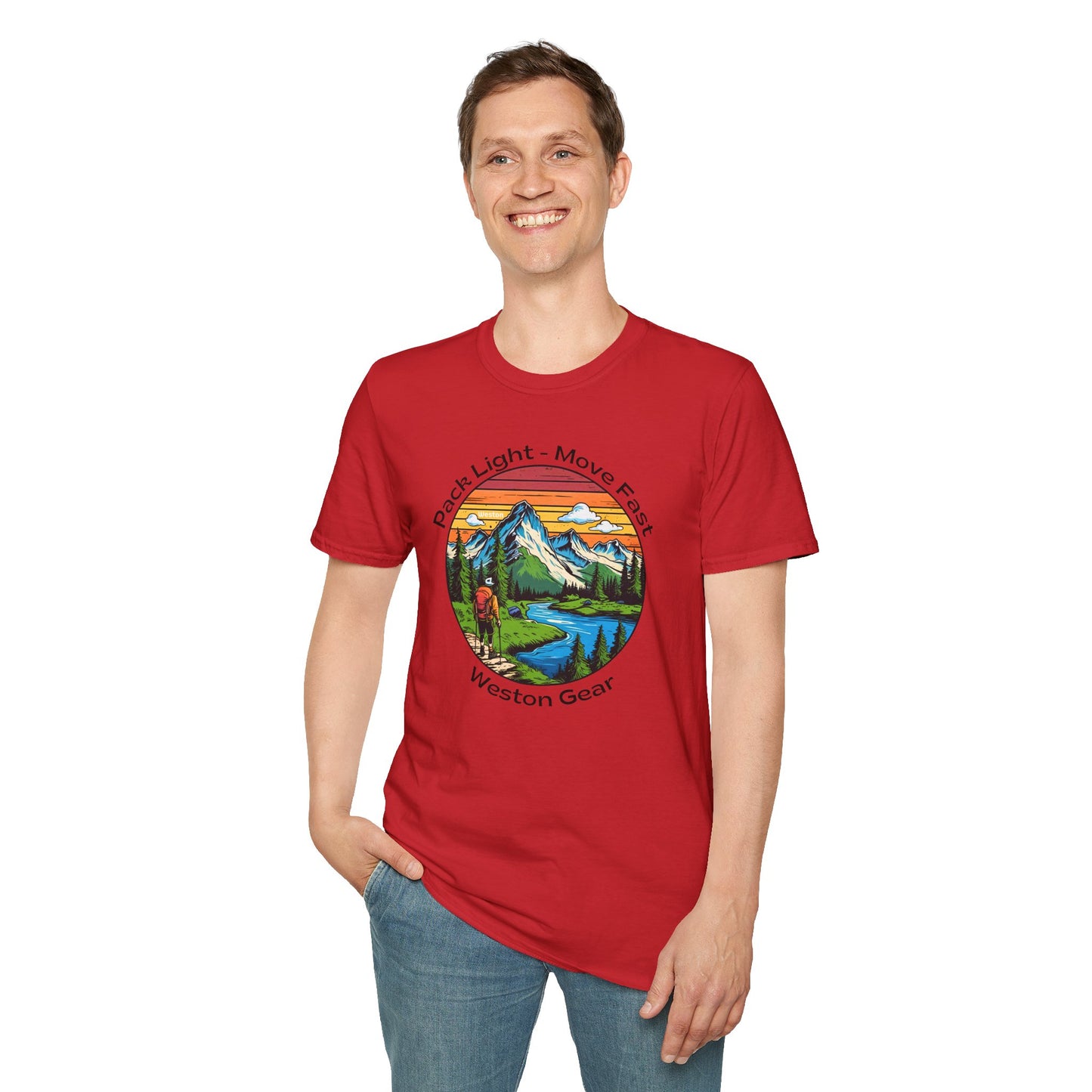 Pack light Move fast – Unisex Adventure T-Shirt for Hiking, Camping & Travel