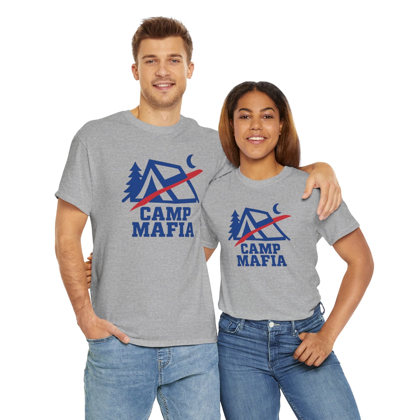 Camp Mafia T-Shirt – Buffalo Bills Inspired Camping Tee | Unisex Heavy Cotton Outdoor Shirt | Hiking Apparel & Gift for Nature Lovers