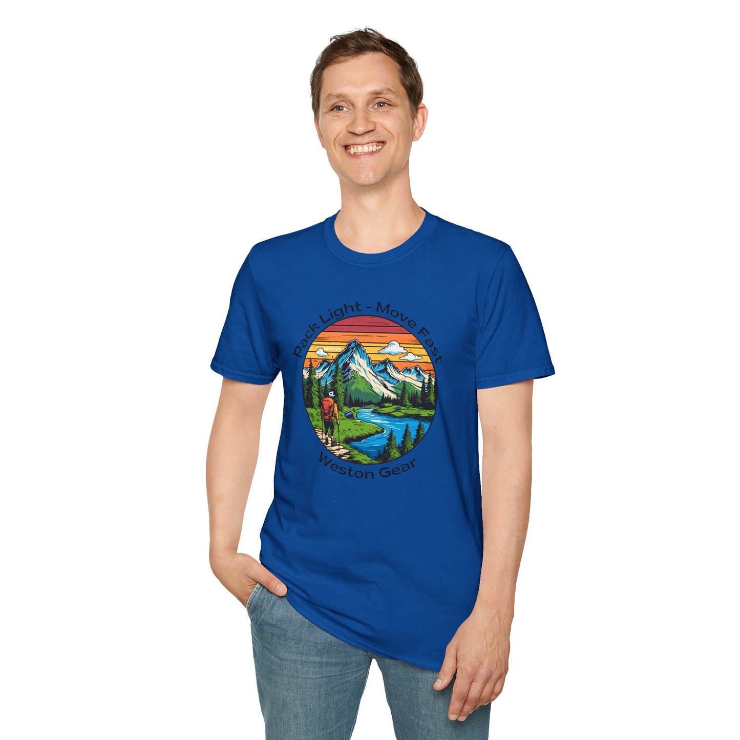 Pack light Move fast – Unisex Adventure T-Shirt for Hiking, Camping & Travel