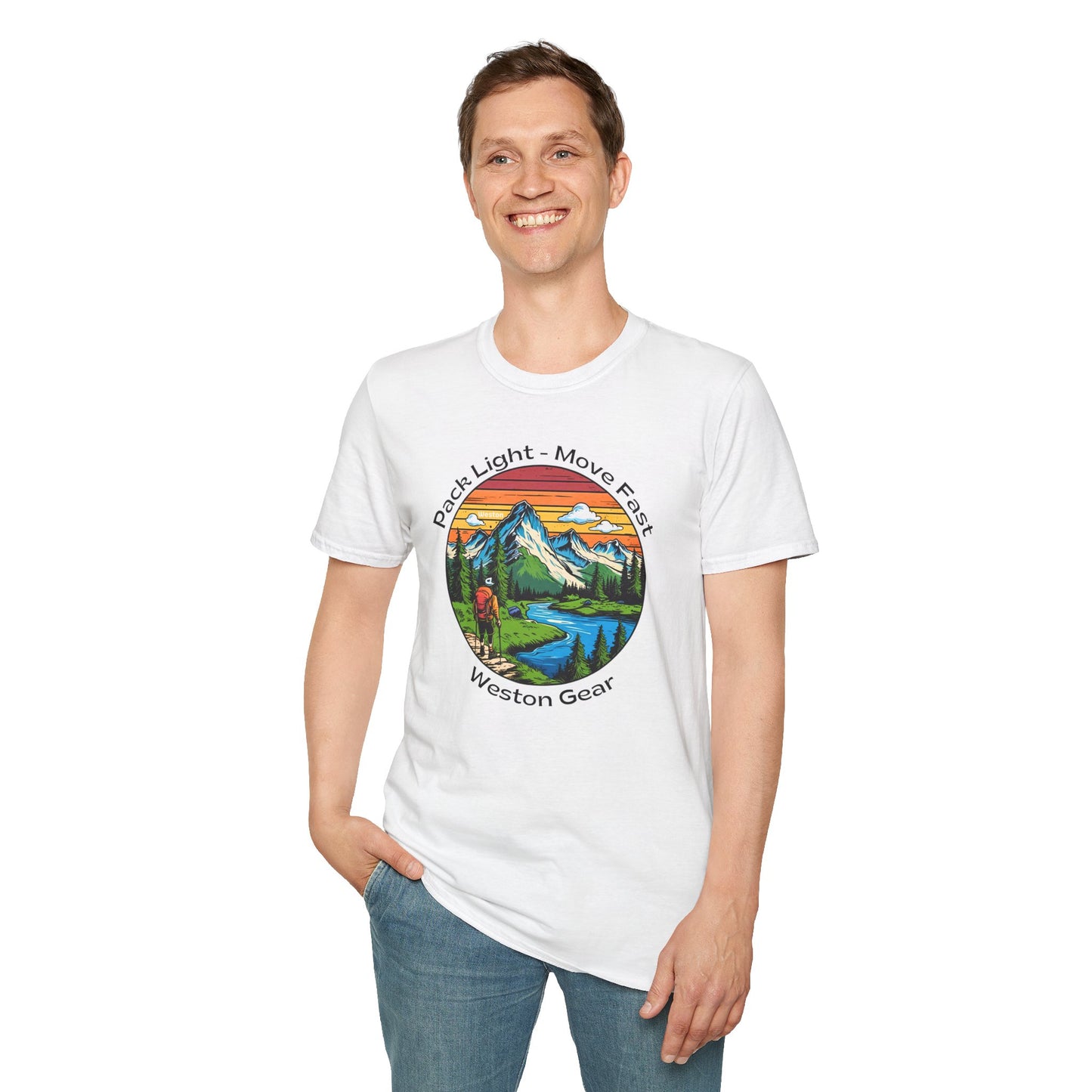 Pack light Move fast – Unisex Adventure T-Shirt for Hiking, Camping & Travel