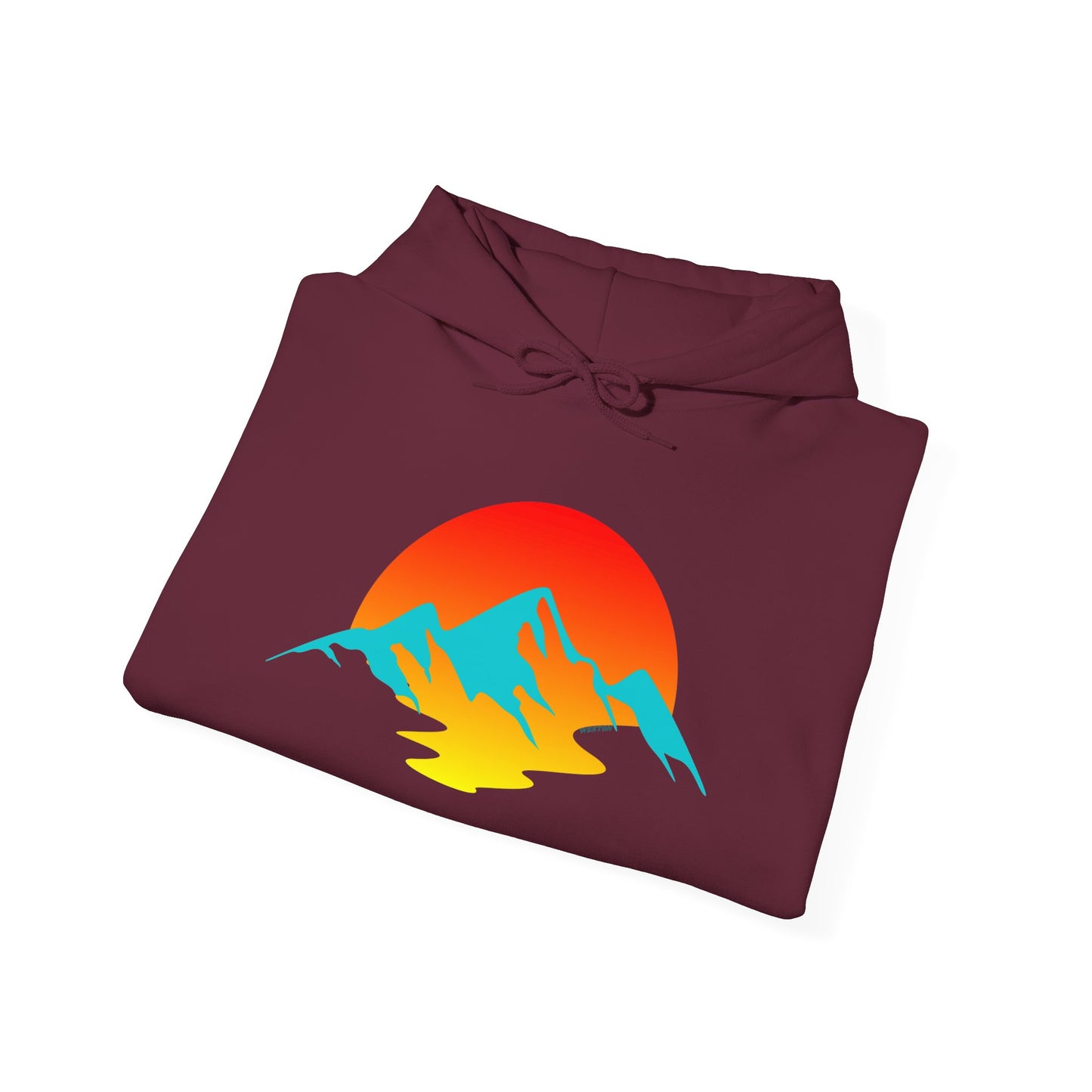 Melting Sunshine Hoodie, Bright Orange Yellow Blue Logo Sweatshirt, Unisex Pullover Jumper, Warm Winter Top, Cozy Hooded Sweater, Men Women