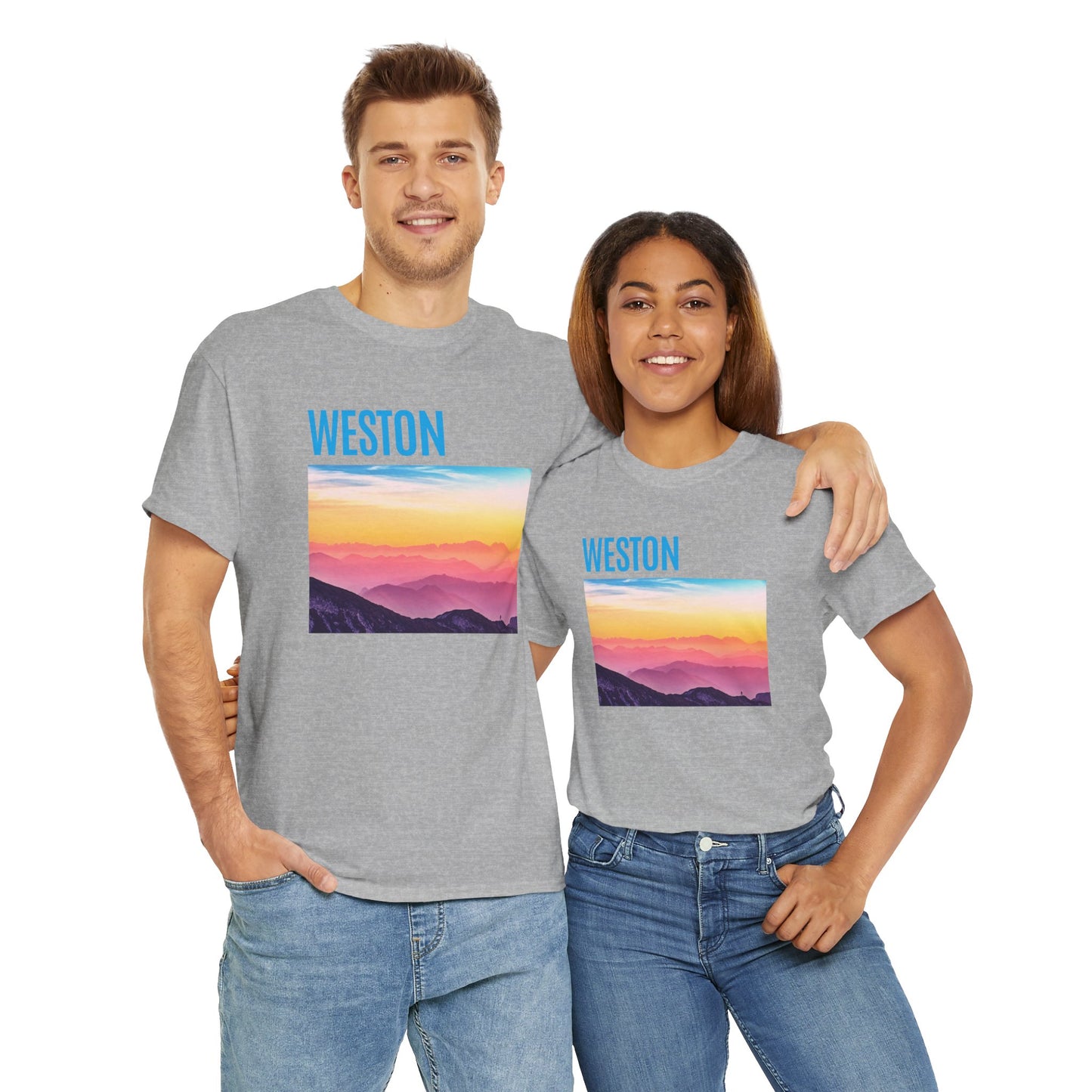 Weston Sunset Unisex Heavy Cotton Tee | Casual Wear, Graphic T-Shirt, Gift for Nature Lovers, Summer Vibes, Outdoor Adventure