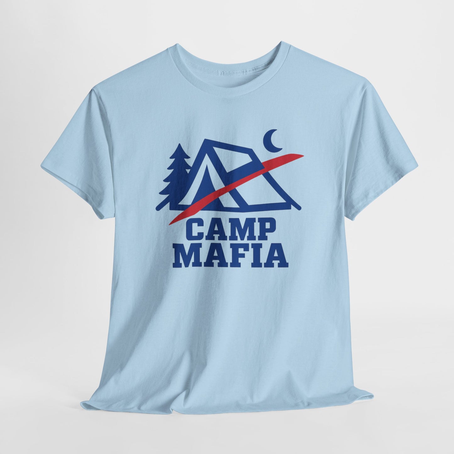 Camp Mafia T-Shirt – Buffalo Bills Inspired Camping Tee | Unisex Heavy Cotton Outdoor Shirt | Hiking Apparel & Gift for Nature Lovers
