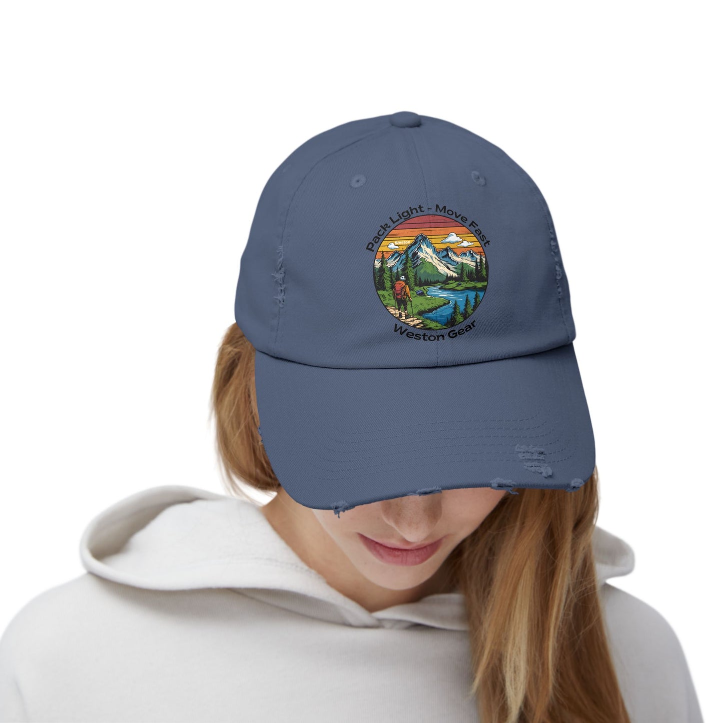 Weston Gear Distressed Adventure Cap – Unisex Outdoor Hat for Nature Lovers, Hikers, and Everyday Explorers