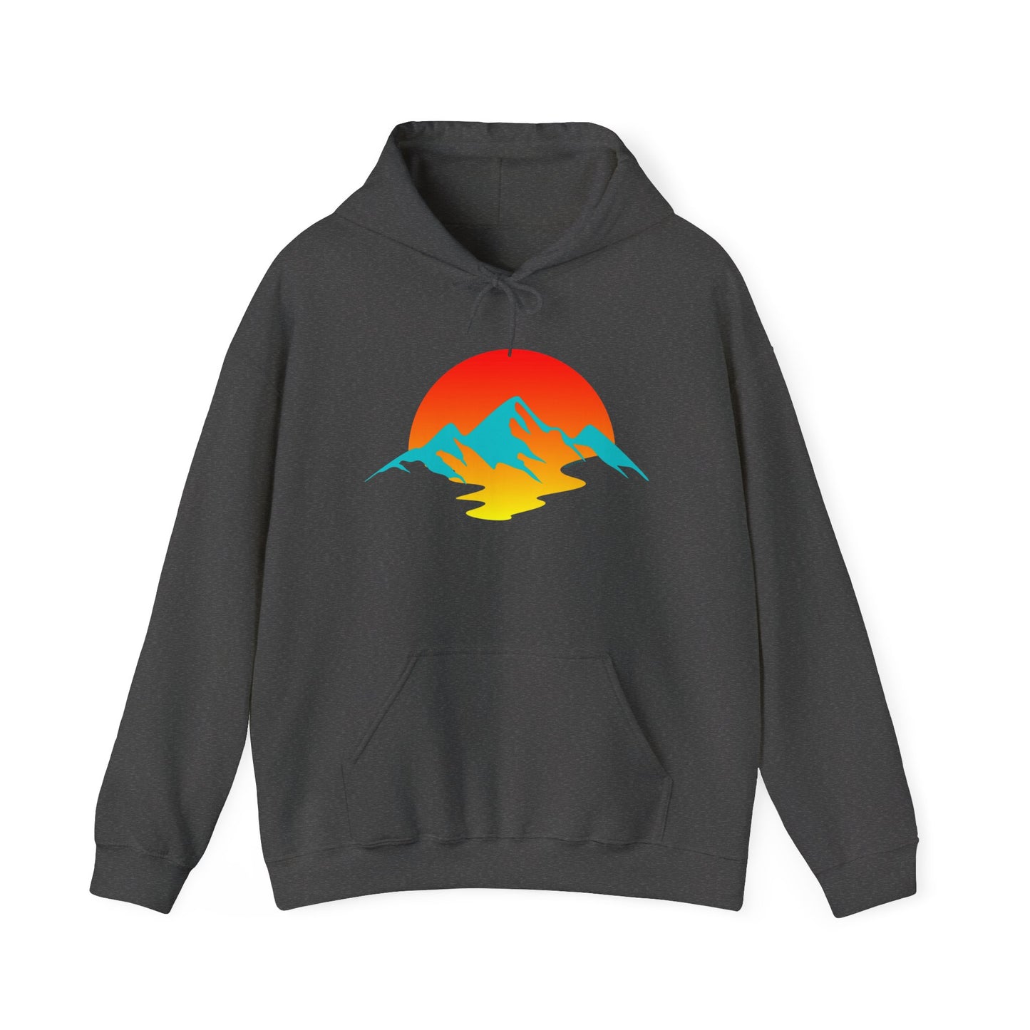 Melting Sunshine Hoodie, Bright Orange Yellow Blue Logo Sweatshirt, Unisex Pullover Jumper, Warm Winter Top, Cozy Hooded Sweater, Men Women