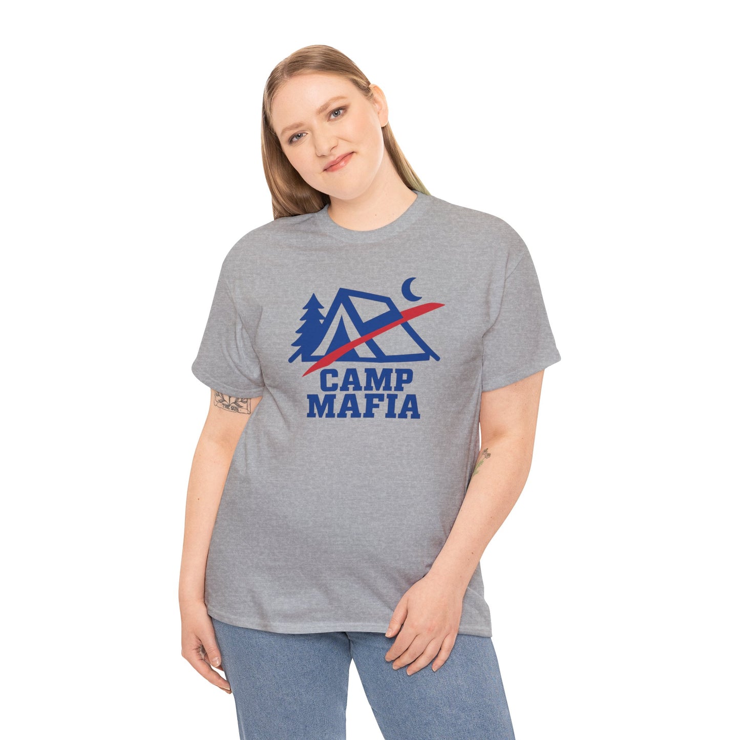 Camp Mafia T-Shirt – Buffalo Bills Inspired Camping Tee | Unisex Heavy Cotton Outdoor Shirt | Hiking Apparel & Gift for Nature Lovers