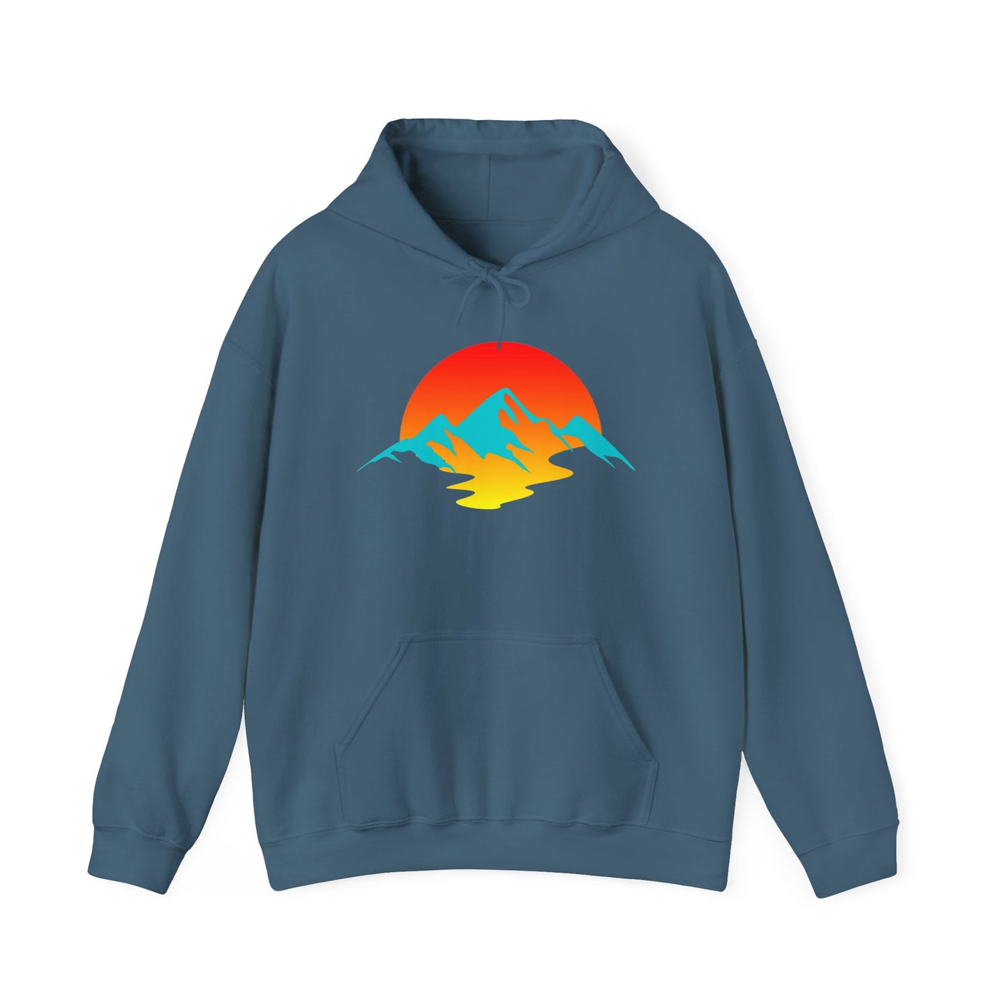 Melting Sunshine Hoodie, Bright Orange Yellow Blue Logo Sweatshirt, Unisex Pullover Jumper, Warm Winter Top, Cozy Hooded Sweater, Men Women