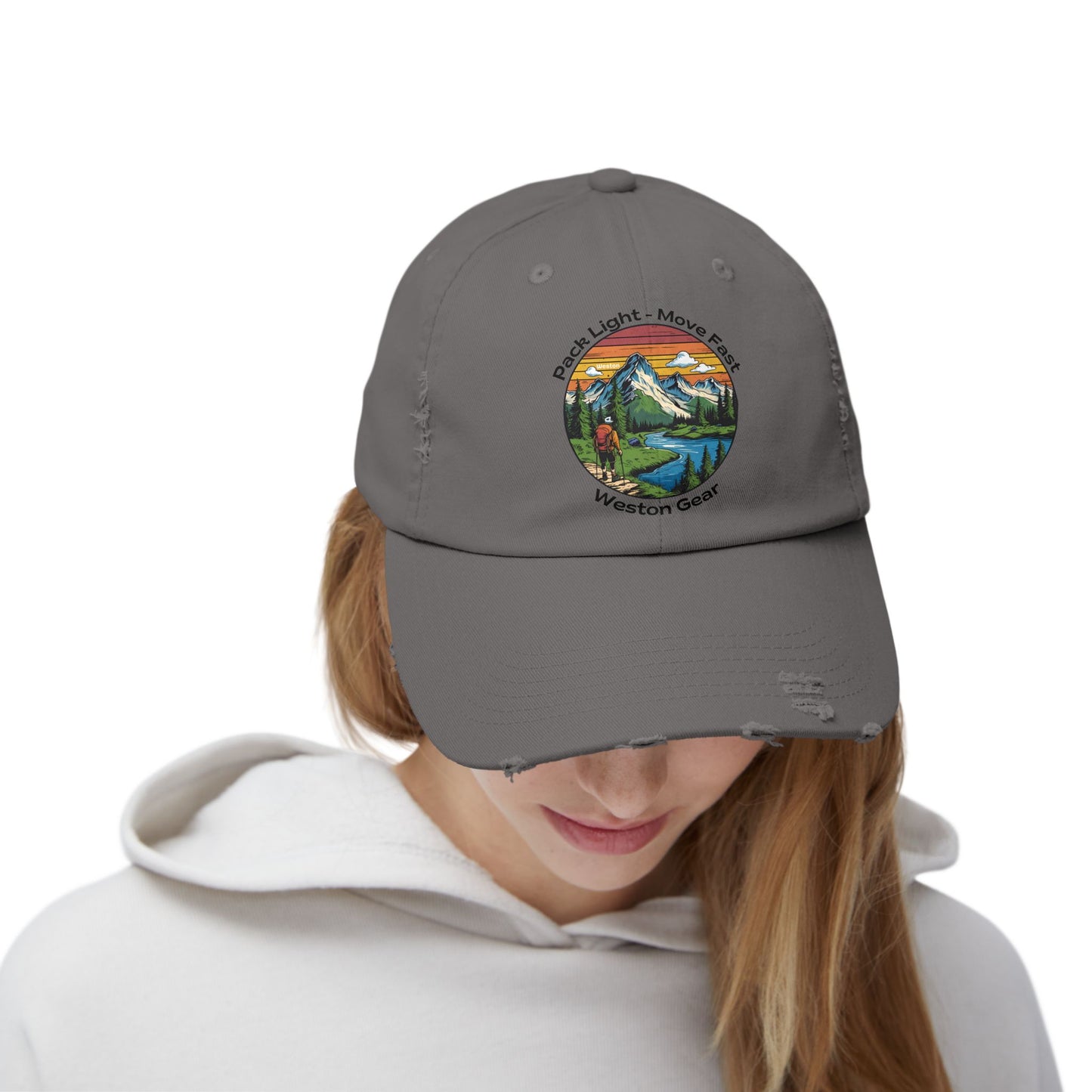 Weston Gear Distressed Adventure Cap – Unisex Outdoor Hat for Nature Lovers, Hikers, and Everyday Explorers
