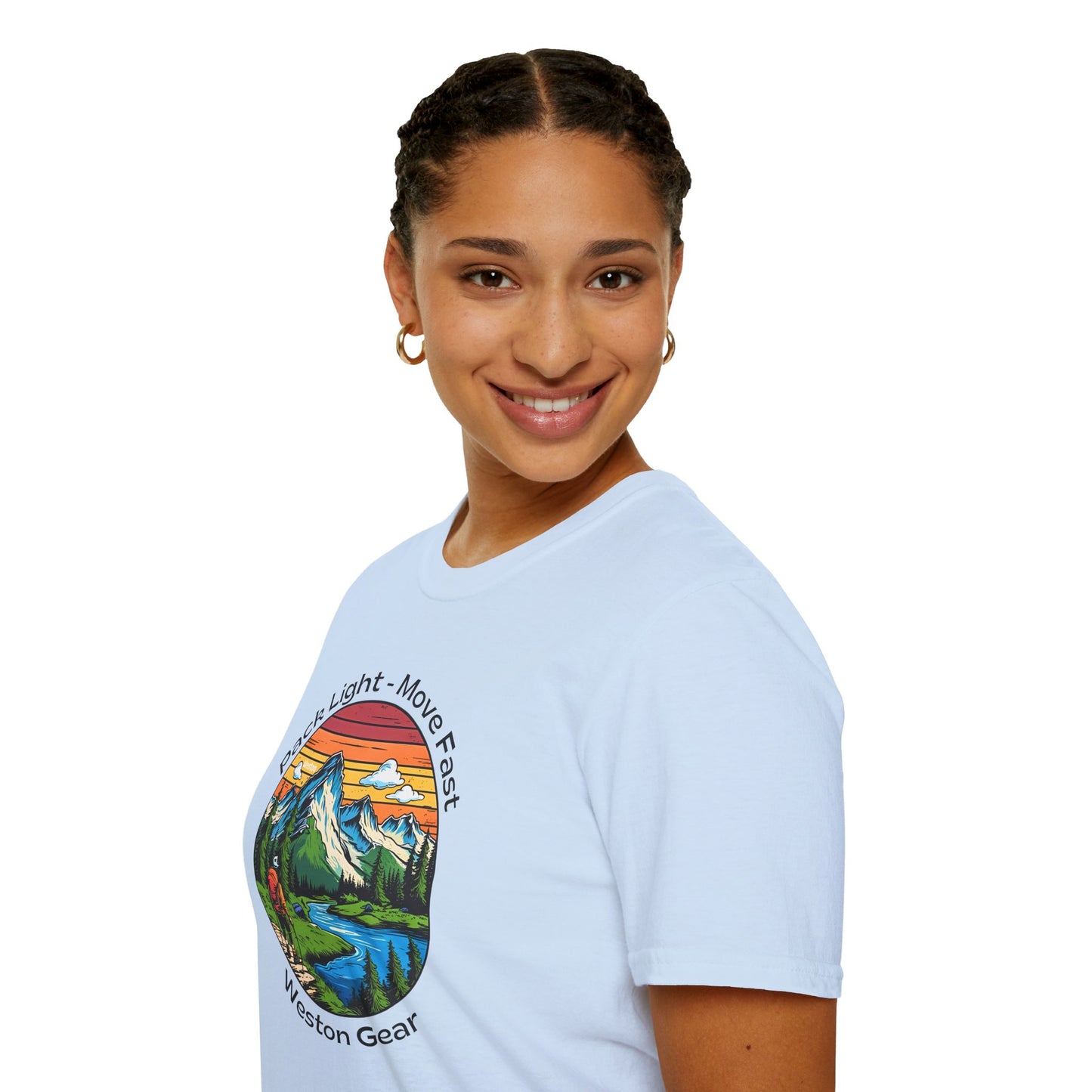 Pack light Move fast – Unisex Adventure T-Shirt for Hiking, Camping & Travel