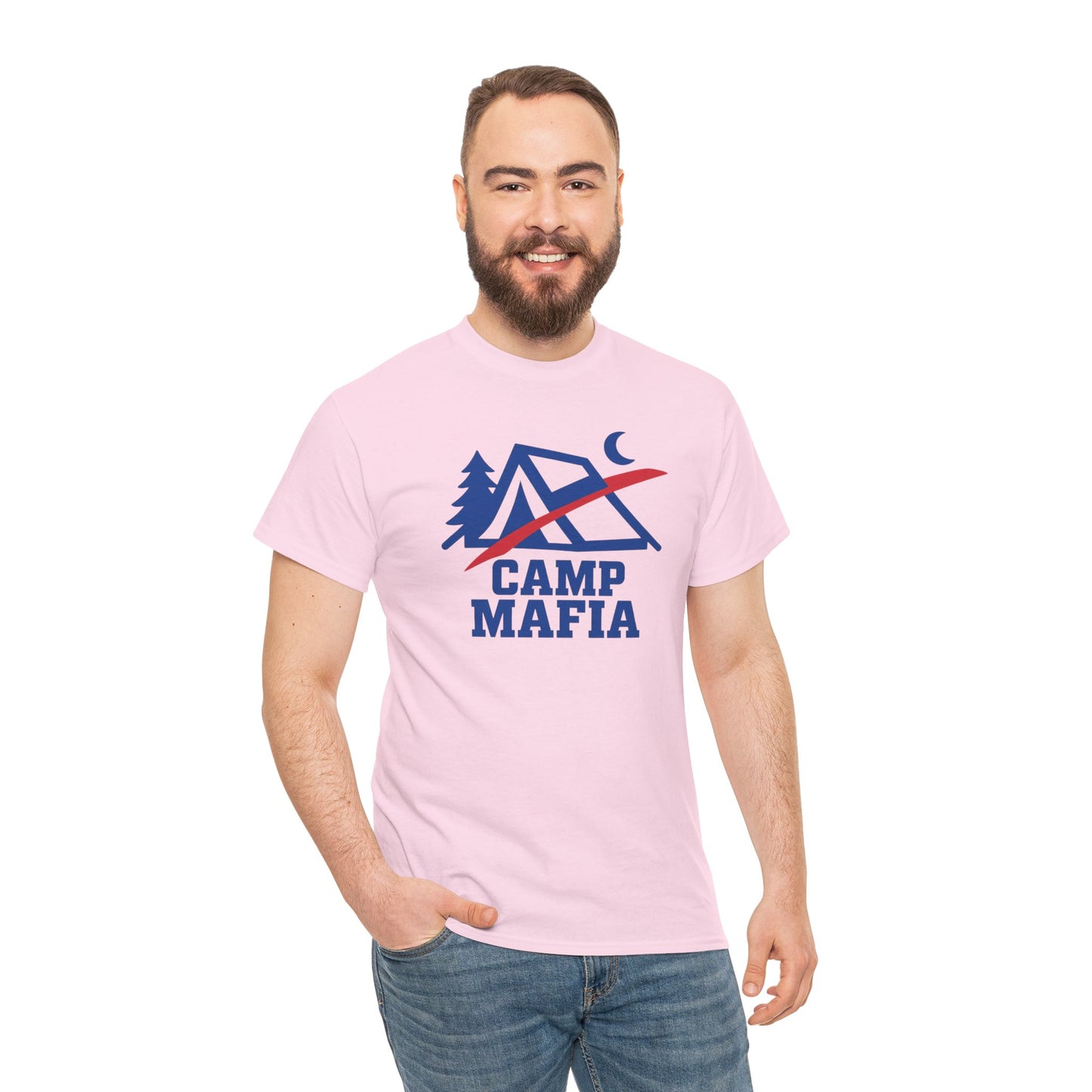 Camp Mafia T-Shirt – Buffalo Bills Inspired Camping Tee | Unisex Heavy Cotton Outdoor Shirt | Hiking Apparel & Gift for Nature Lovers