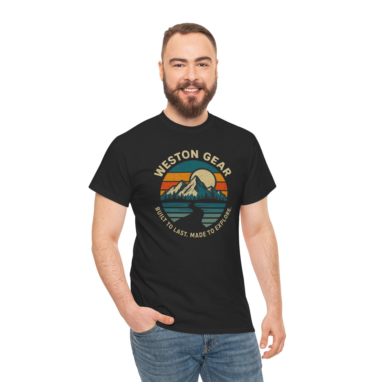 Mountain Sunset Graphic T-Shirt – Vintage Style Outdoor Tee, Hiking & Camping Apparel