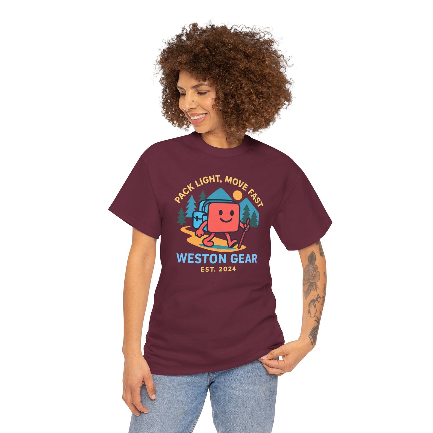 Weston Gear Boxy Hiking T-Shirt – Adventure Ready Unisex Heavy Cotton Tee | Outdoor Camping Graphic Shirt | Gift for Explorers