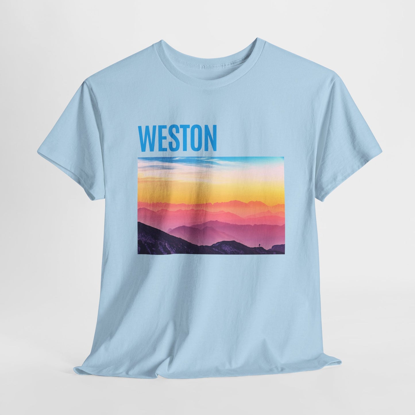 Weston Sunset Unisex Heavy Cotton Tee | Casual Wear, Graphic T-Shirt, Gift for Nature Lovers, Summer Vibes, Outdoor Adventure