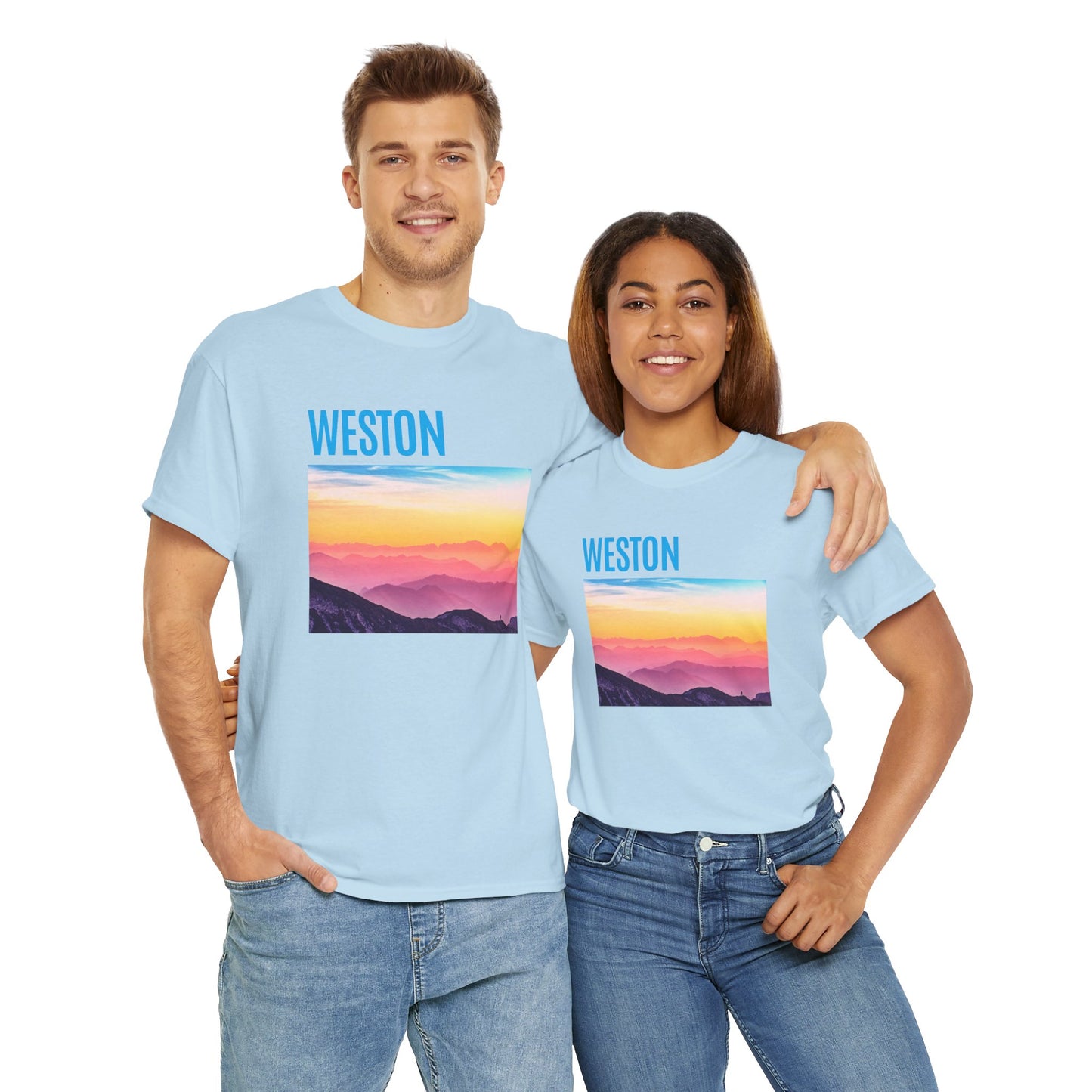 Weston Sunset Unisex Heavy Cotton Tee | Casual Wear, Graphic T-Shirt, Gift for Nature Lovers, Summer Vibes, Outdoor Adventure