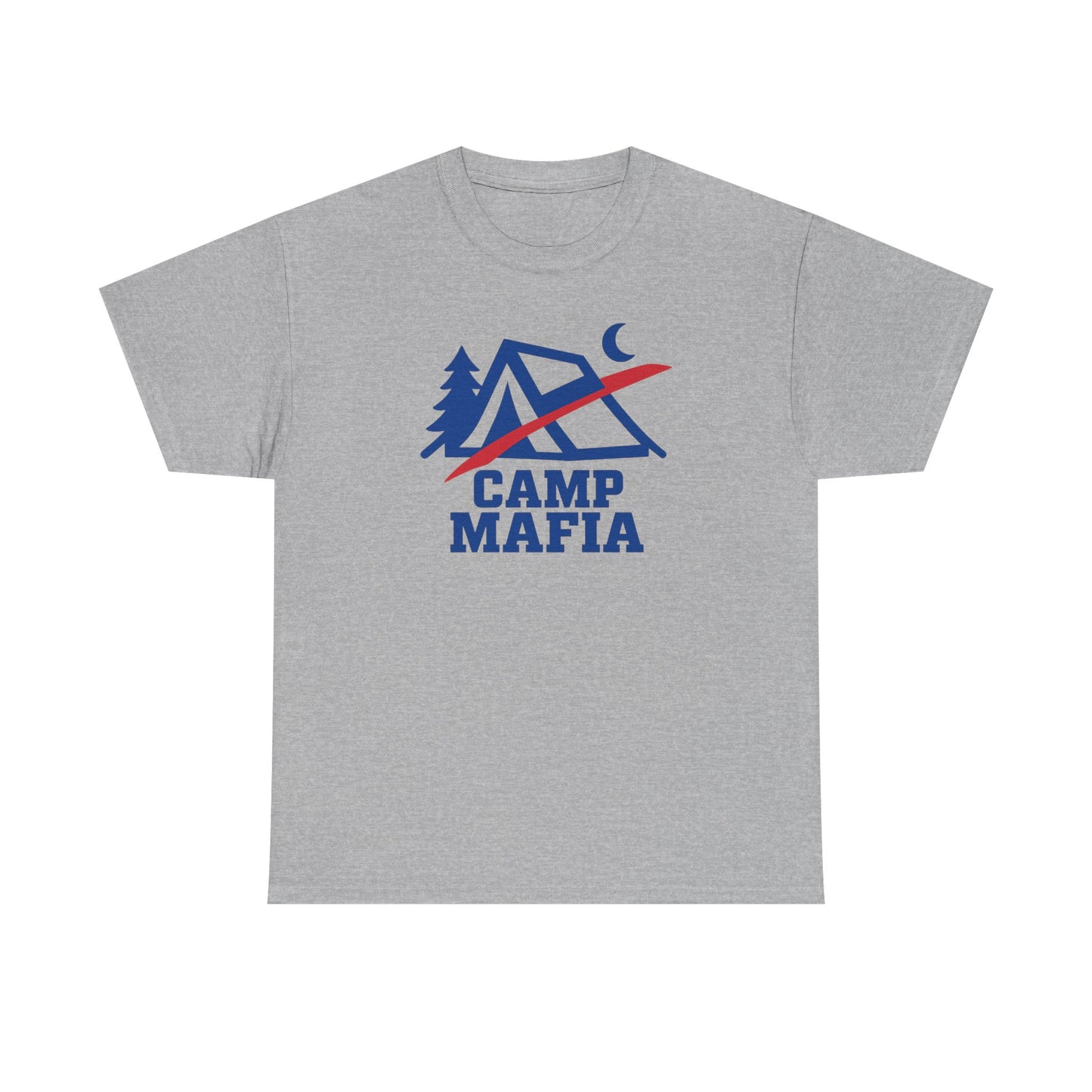 Camp Mafia T-Shirt – Buffalo Bills Inspired Camping Tee | Unisex Heavy Cotton Outdoor Shirt | Hiking Apparel & Gift for Nature Lovers