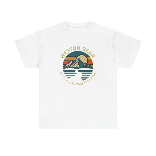 Mountain Sunset Graphic T-Shirt – Vintage Style Outdoor Tee, Hiking & Camping Apparel