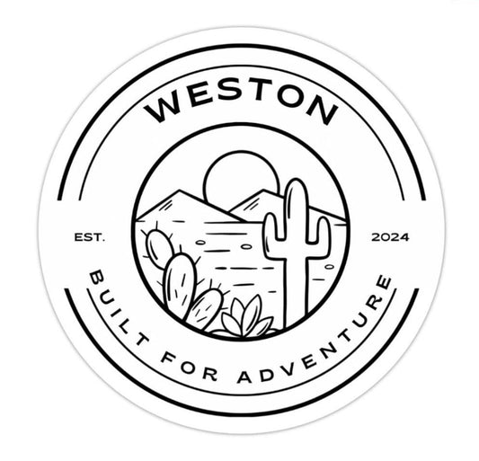 Weston Gear Logo Sticker, 3x3, Black and White Line Drawing Circle Decal