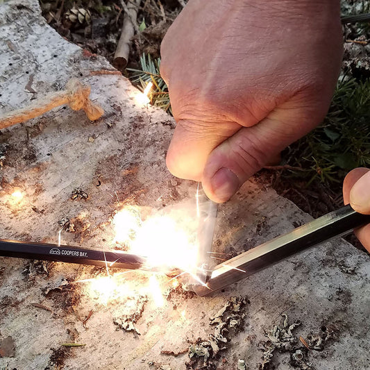 HexaLite™ Ferro Rod Fire Starter - X-Large 6-Sided Shape & Easy Grip Striker