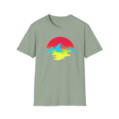 Melting Sun Mountain Tee – Vibrant Sunset Graphic T-Shirt for Nature Lovers | Weston Gear Adventure Apparel | Unisex Summer Travel Vibes