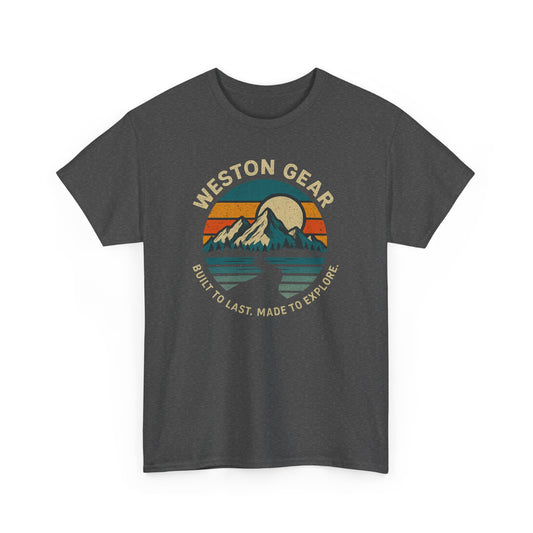 Mountain Sunset Graphic T-Shirt – Vintage Style Outdoor Tee, Hiking & Camping Apparel