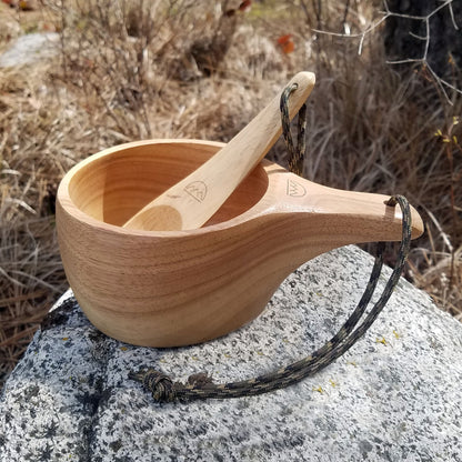 Kyrre™ Carved Nordic Kuksa - Solid Wood Camp Mug & Spoon Set