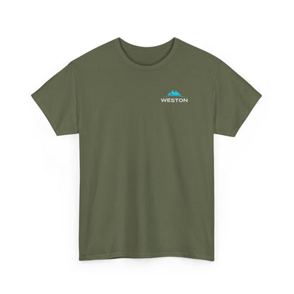 Weston Outdoor Gear Small Modern Logo Tee | Unisex Heavy Cotton T-Shirt | Durable Hiking Shirt | Adventure-Ready Outdoor Tee | Nature Gift