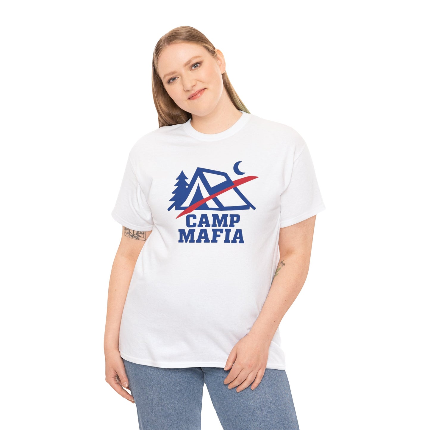Camp Mafia T-Shirt – Buffalo Bills Inspired Camping Tee | Unisex Heavy Cotton Outdoor Shirt | Hiking Apparel & Gift for Nature Lovers