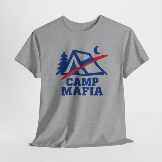 Camp Mafia T-Shirt – Buffalo Bills Inspired Camping Tee | Unisex Heavy Cotton Outdoor Shirt | Hiking Apparel & Gift for Nature Lovers
