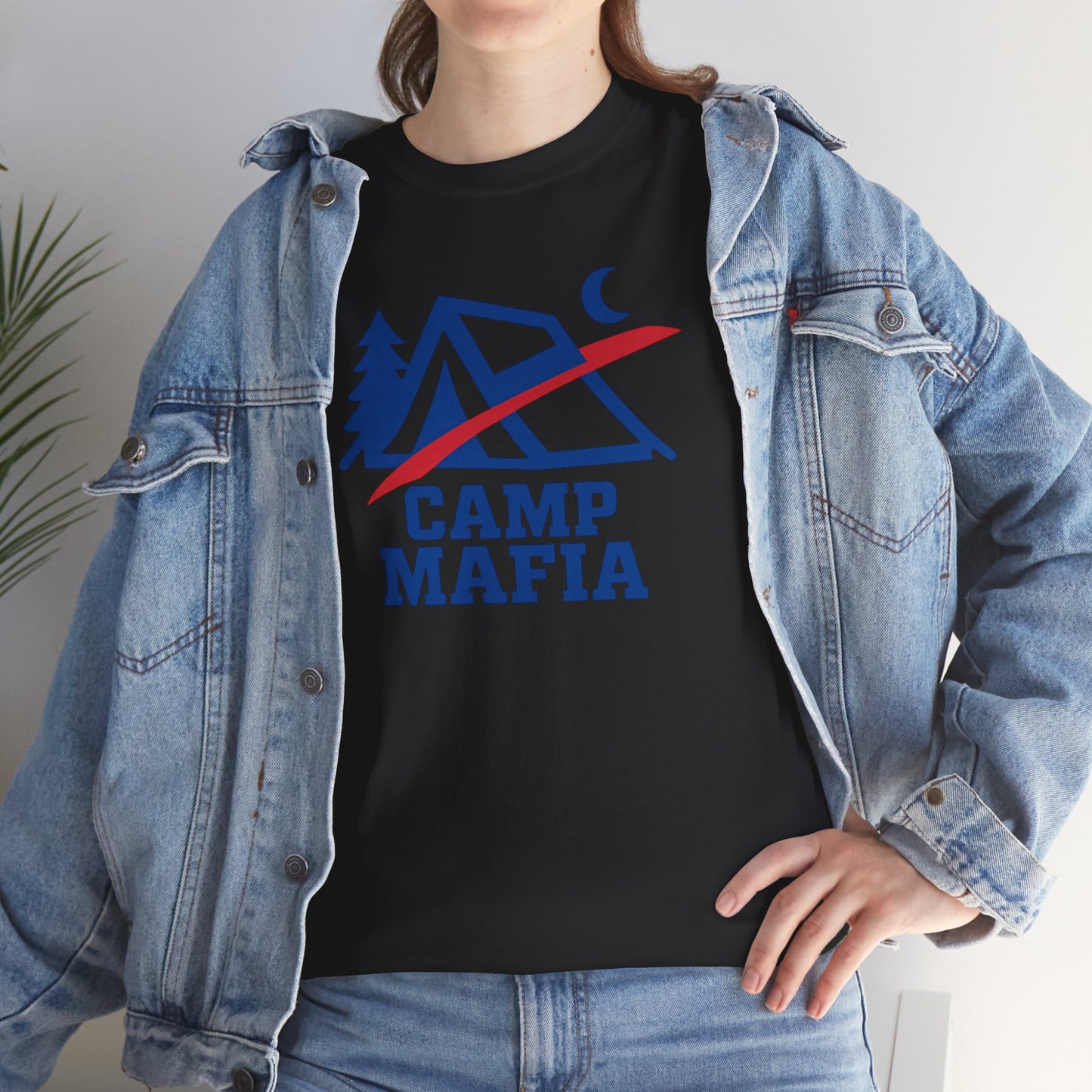 Camp Mafia T-Shirt – Buffalo Bills Inspired Camping Tee | Unisex Heavy Cotton Outdoor Shirt | Hiking Apparel & Gift for Nature Lovers