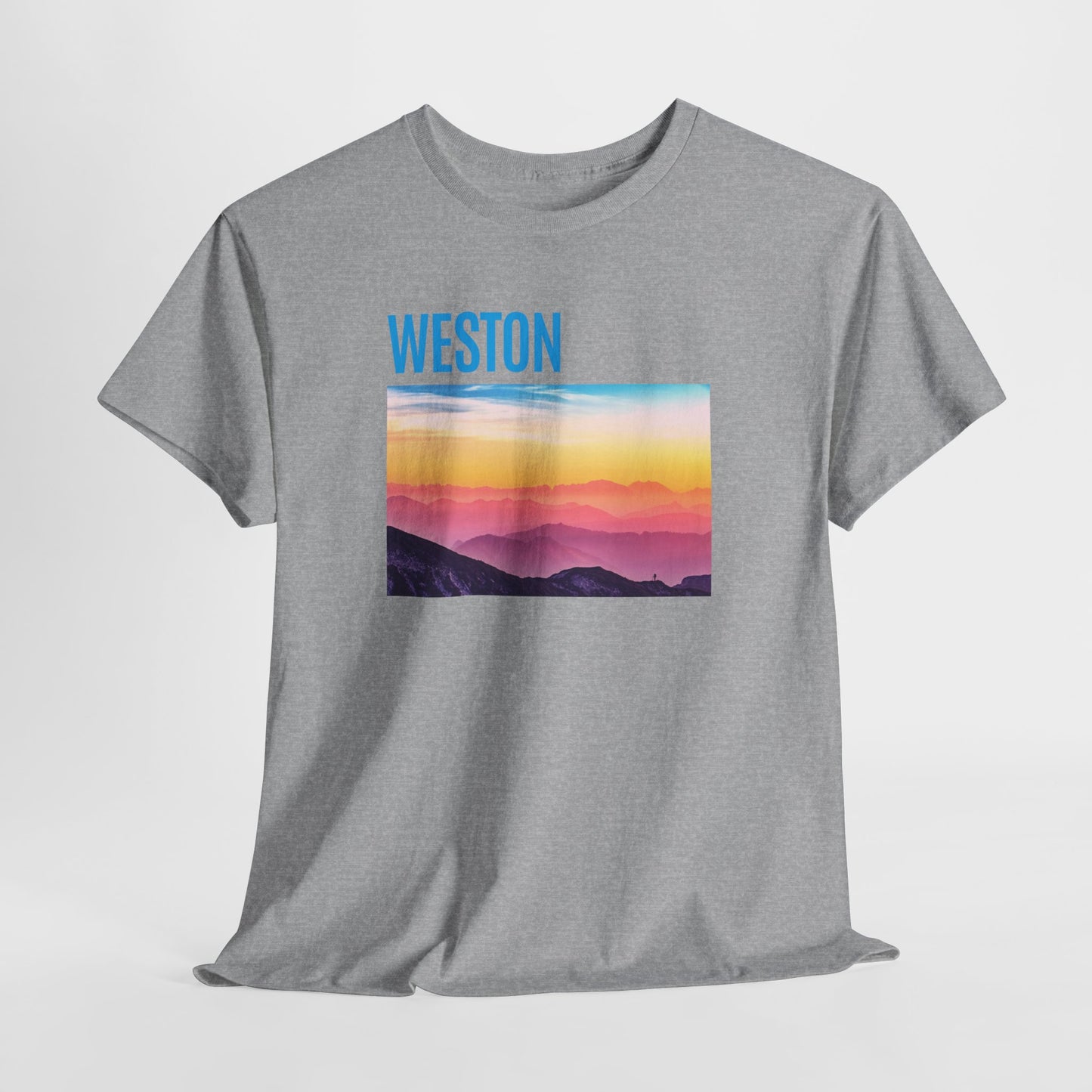 Weston Sunset Unisex Heavy Cotton Tee | Casual Wear, Graphic T-Shirt, Gift for Nature Lovers, Summer Vibes, Outdoor Adventure