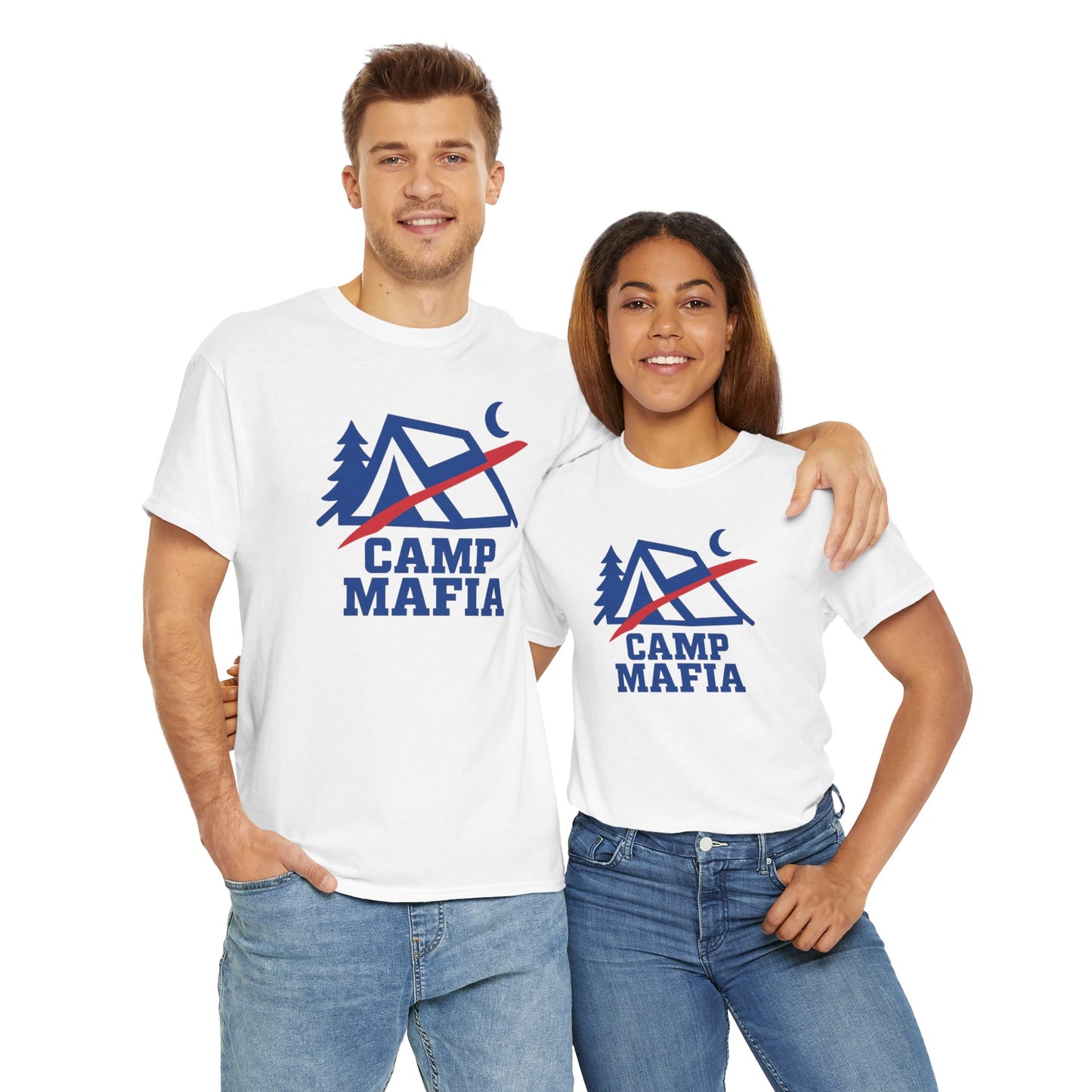 Camp Mafia T-Shirt – Buffalo Bills Inspired Camping Tee | Unisex Heavy Cotton Outdoor Shirt | Hiking Apparel & Gift for Nature Lovers
